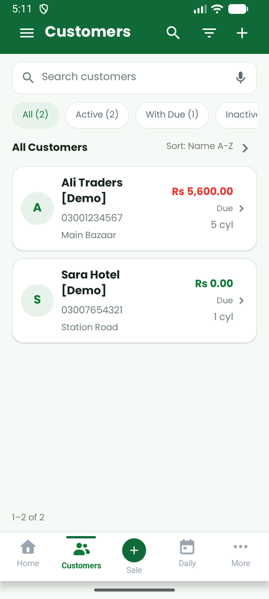 Customer list