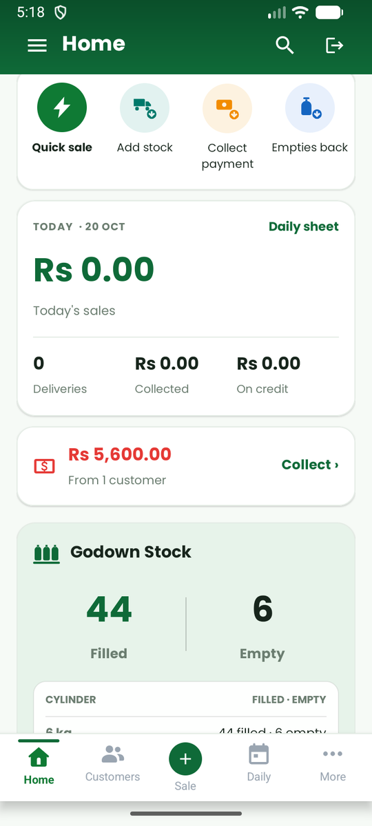 Godown stock on Home