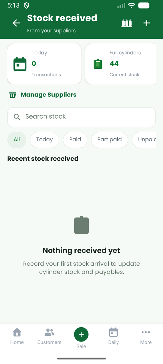 Stock received