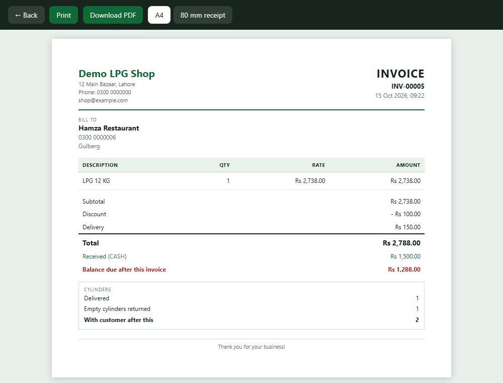 An invoice